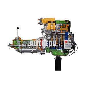 16 Valve 4 Cylinders Fiat Engine with Multipoint Electronic Injection + Gearbox 5 Forward Speeds + Reverse cutaway model AE34805E